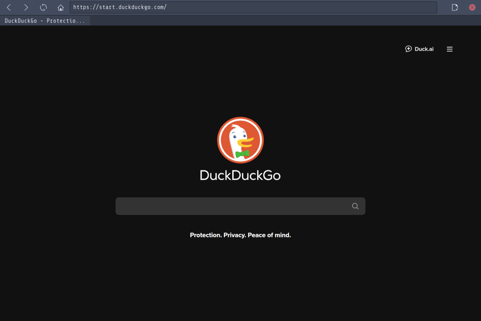 Screenshot of DuckDuckGo open in Magellan